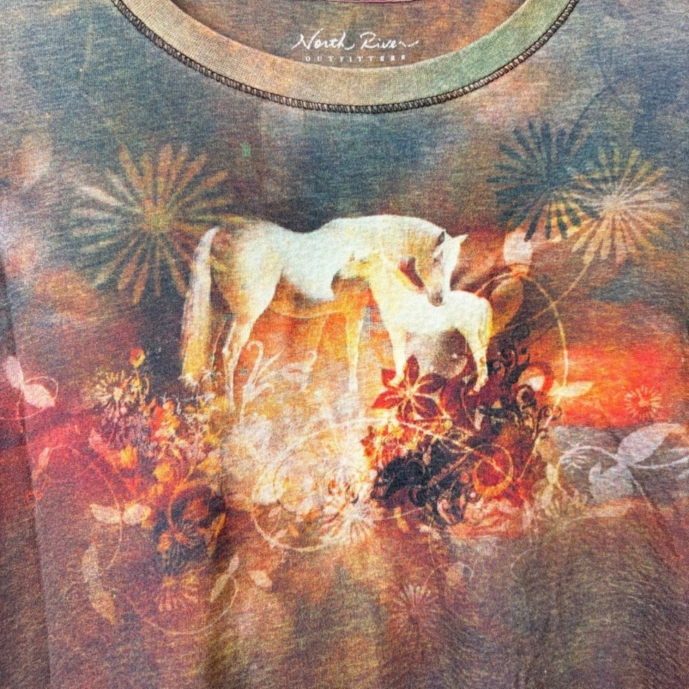 North River Outfitters Horse Graphic Long Sleeve Tee Sz Medium Ethereal Western - Picture 2 of 8